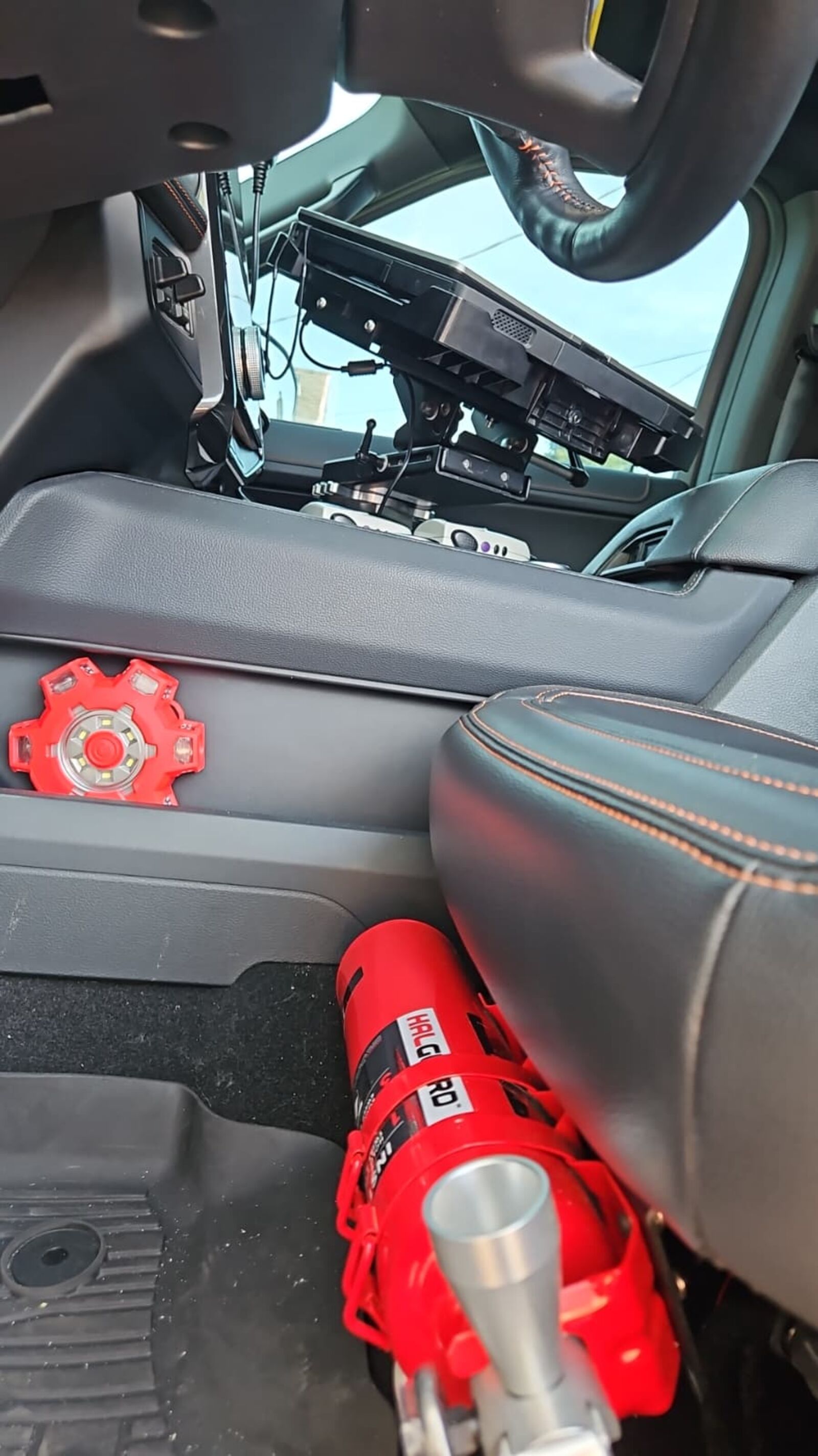 H3R clean-agent extinguisher mounted in SAR OPS vehicle